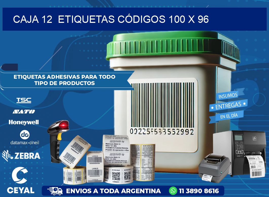 CAJA 12  ETIQUETAS CÓDIGOS 100 x 96