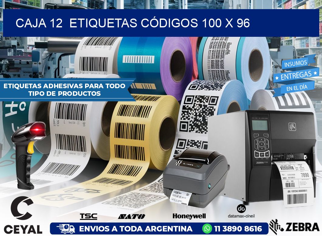 CAJA 12  ETIQUETAS CÓDIGOS 100 x 96