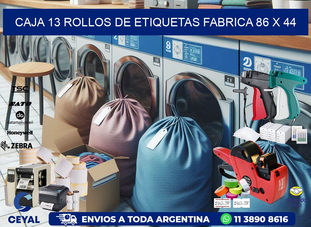 CAJA 13 ROLLOS DE ETIQUETAS FABRICA 86 x 44