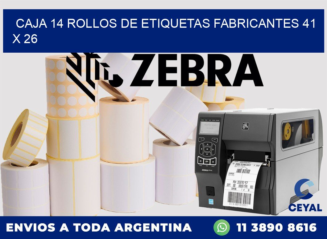 CAJA 14 ROLLOS DE ETIQUETAS FABRICANTES 41 x 26