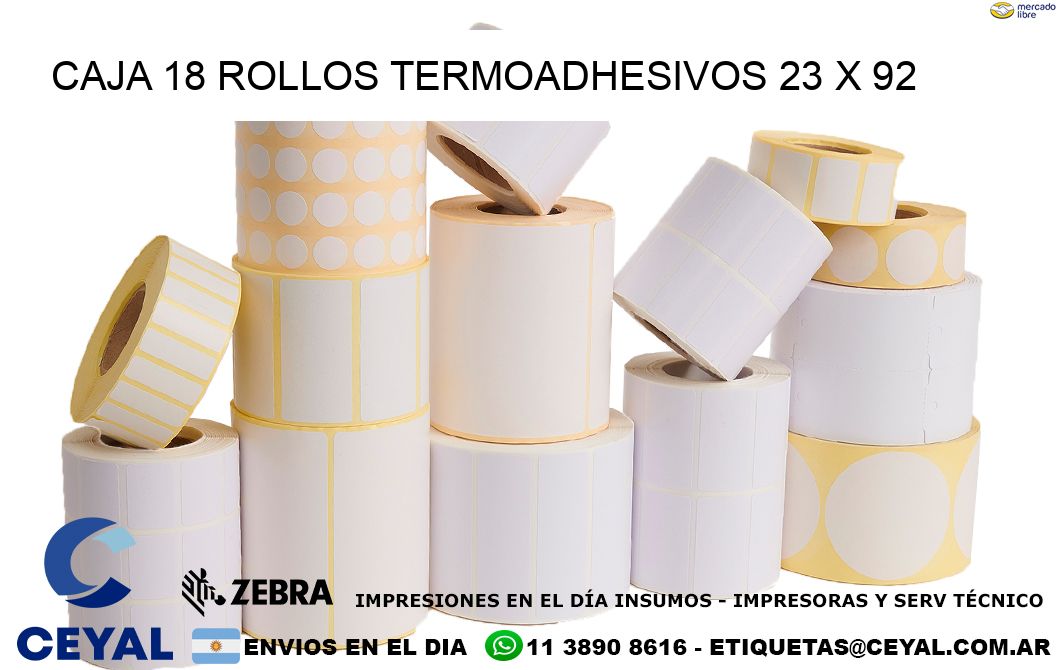 CAJA 18 ROLLOS TERMOADHESIVOS 23 x 92
