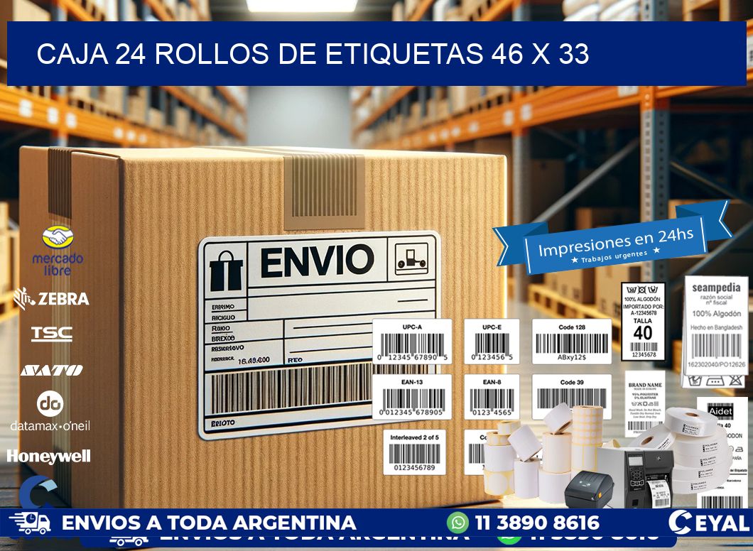 CAJA 24 ROLLOS DE ETIQUETAS 46 x 33