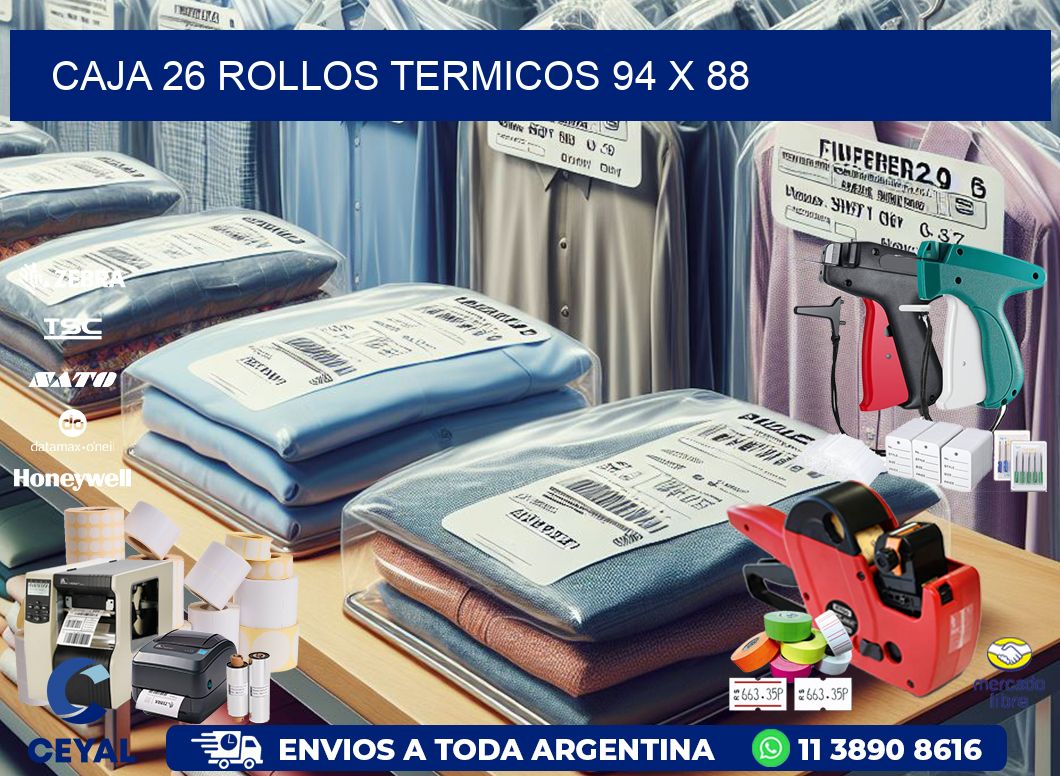 CAJA 26 ROLLOS TERMICOS 94 x 88
