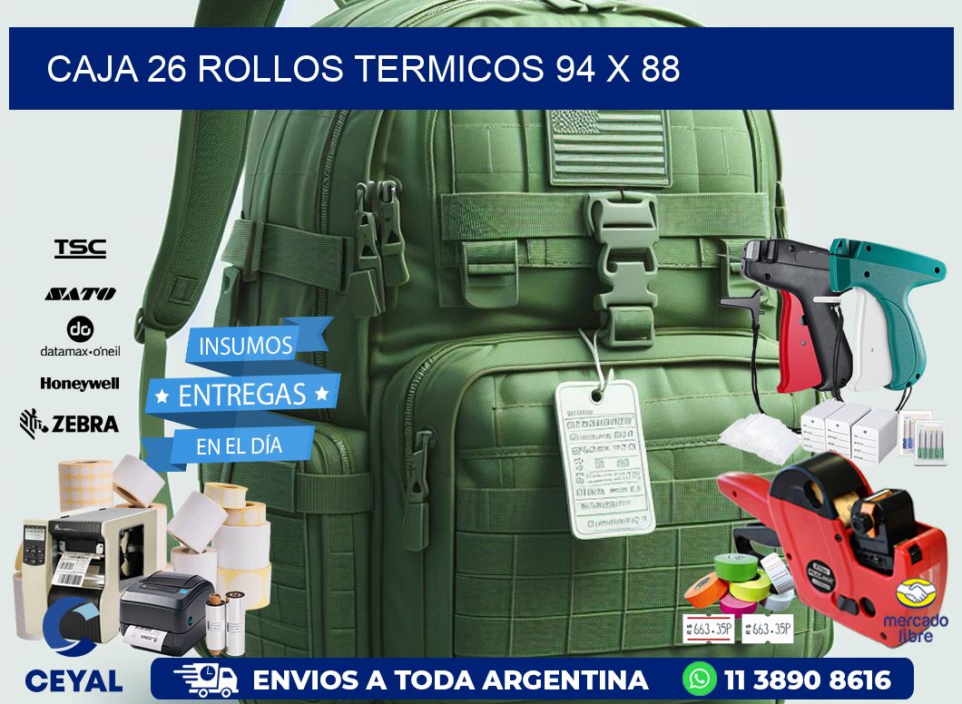 CAJA 26 ROLLOS TERMICOS 94 x 88