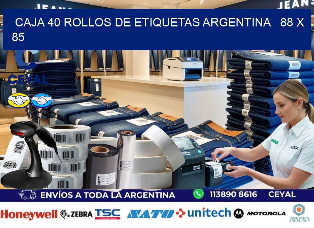 CAJA 40 ROLLOS DE ETIQUETAS ARGENTINA   88 x 85