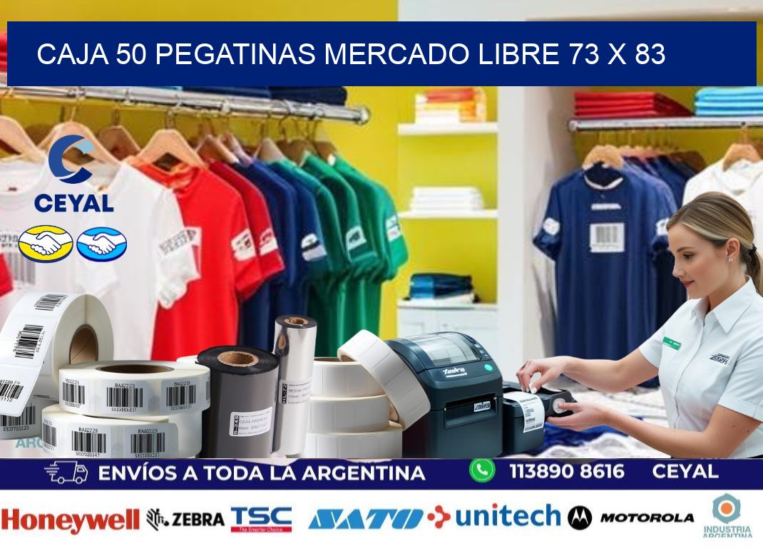 CAJA 50 PEGATINAS MERCADO LIBRE 73 x 83