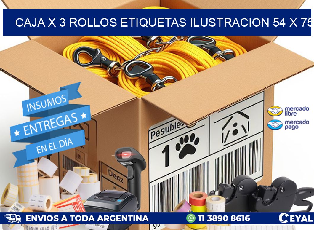 Caja X 3 Rollos Etiquetas Ilustracion 54 x 75