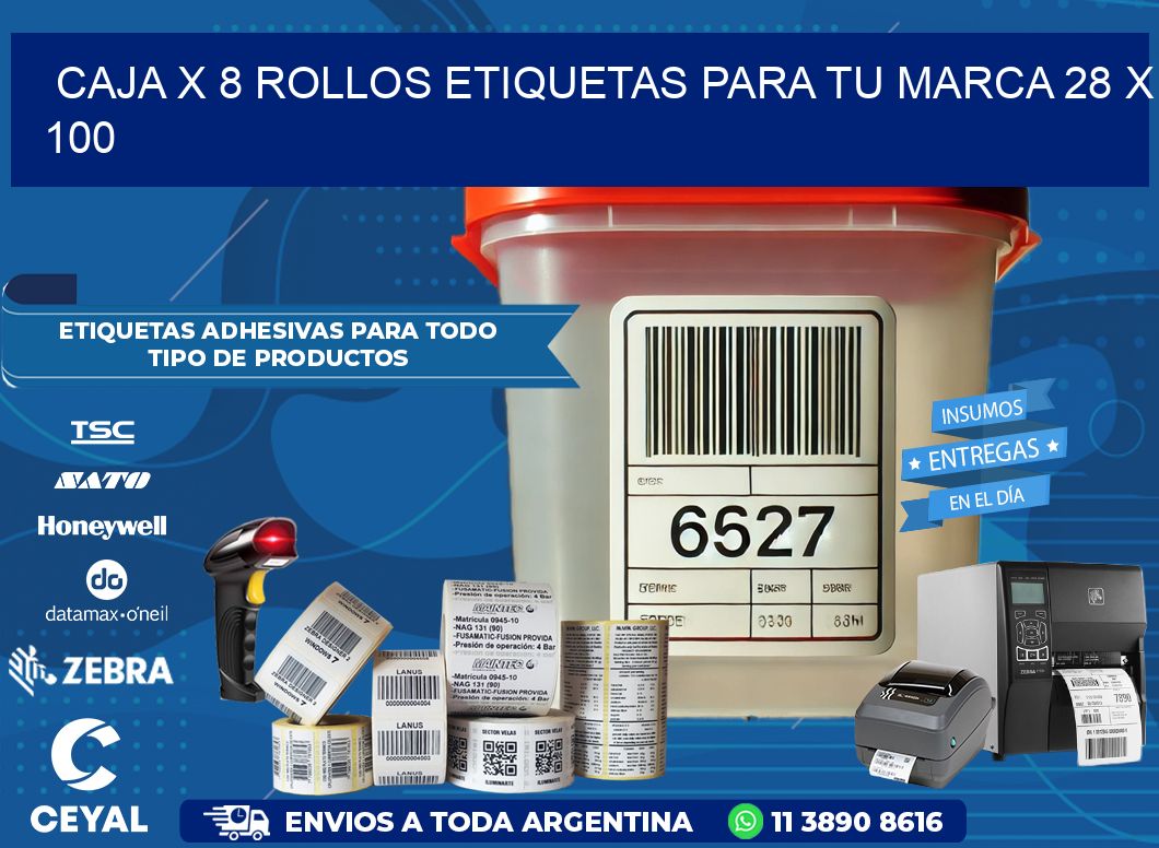 Caja X 8 Rollos Etiquetas para tu marca 28 x 100