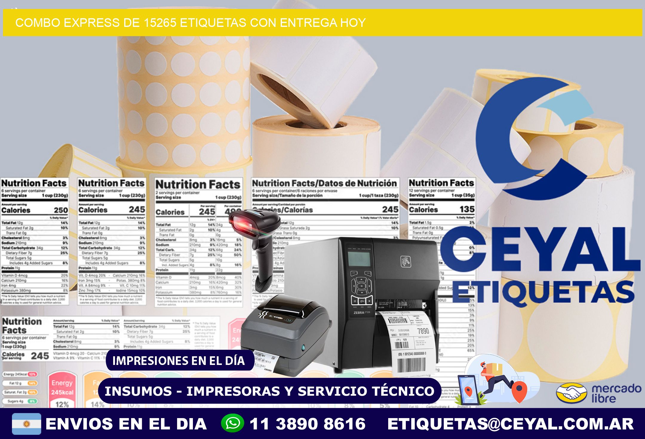 Combo express de 15265 etiquetas con entrega hoy