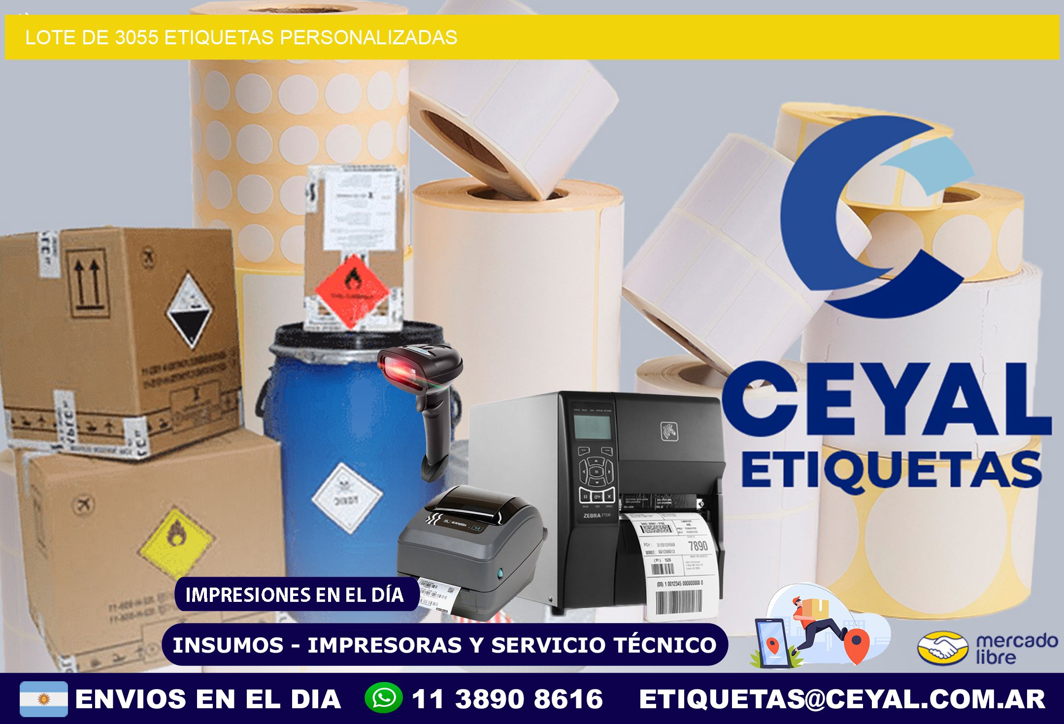 Lote de 3055 etiquetas personalizadas