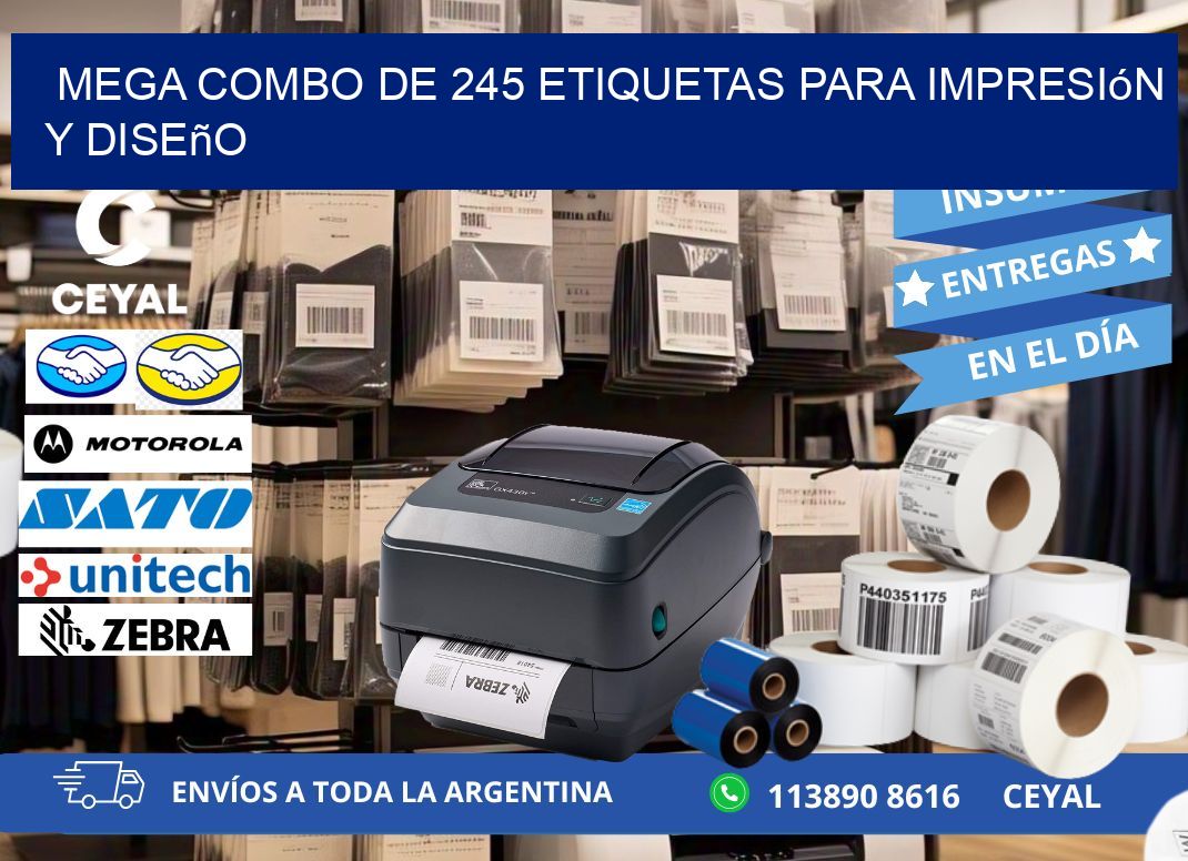 Mega combo de 245 etiquetas para impresión y diseño
