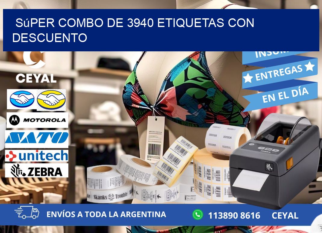 Súper combo de 3940 etiquetas con descuento