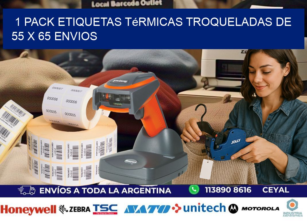 1 Pack etiquetas Térmicas Troqueladas De 55 x 65 ENVIOS