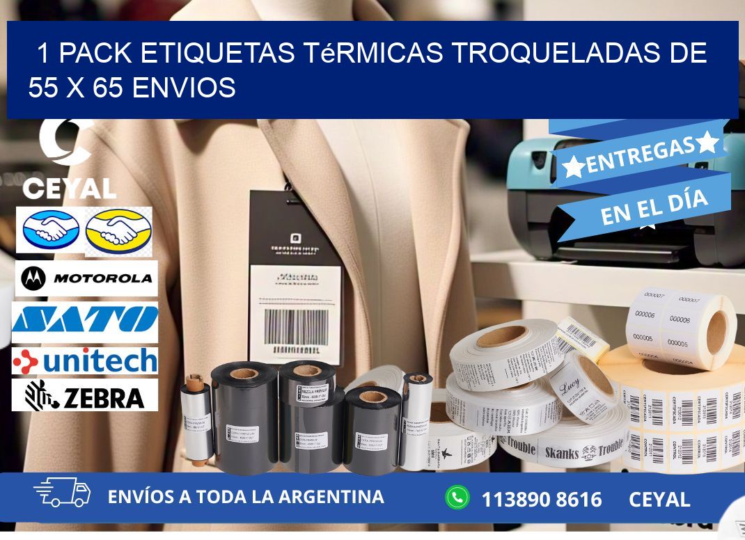 1 Pack etiquetas Térmicas Troqueladas De 55 x 65 ENVIOS