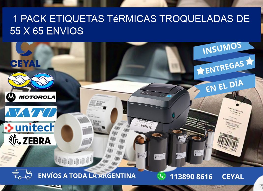 1 Pack etiquetas Térmicas Troqueladas De 55 x 65 ENVIOS