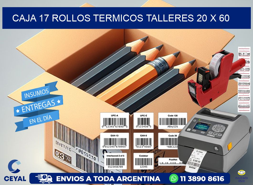 CAJA 17 ROLLOS TERMICOS TALLERES 20 x 60