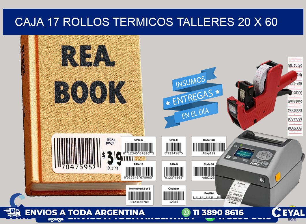 CAJA 17 ROLLOS TERMICOS TALLERES 20 x 60