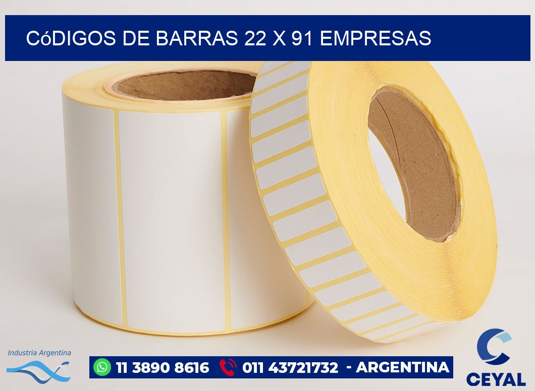 Códigos de Barras 22 x 91 empresas