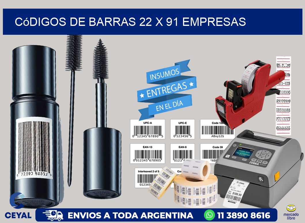 Códigos de Barras 22 x 91 empresas