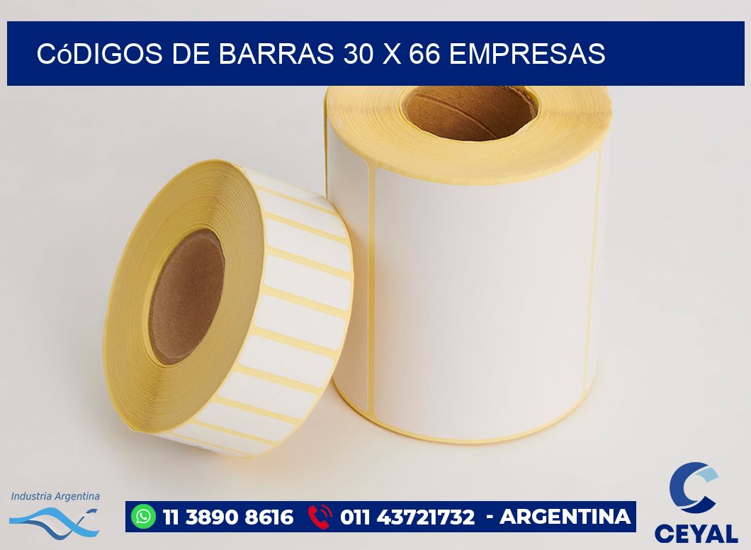 Códigos de Barras 30 x 66 empresas