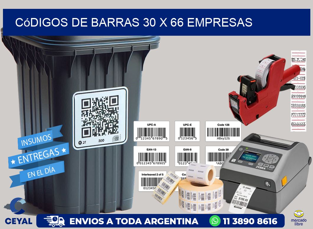 Códigos de Barras 30 x 66 empresas