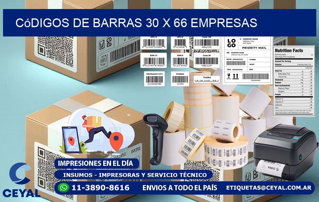 Códigos de Barras 30 x 66 empresas