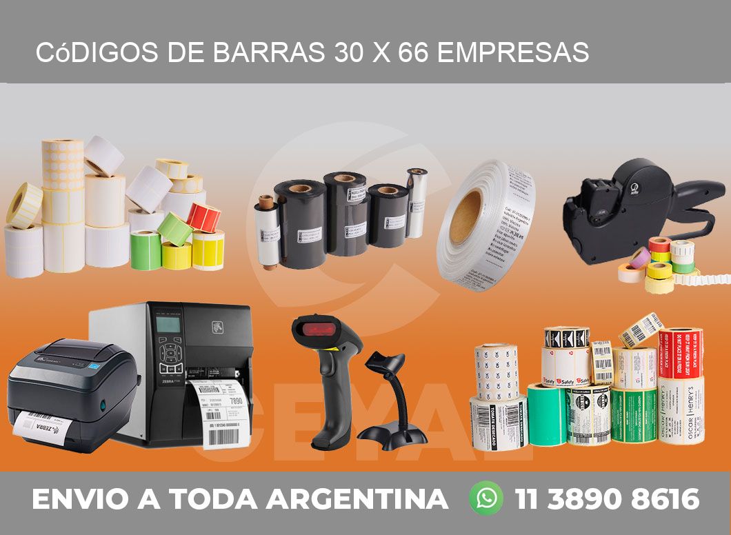 Códigos de Barras 30 x 66 empresas