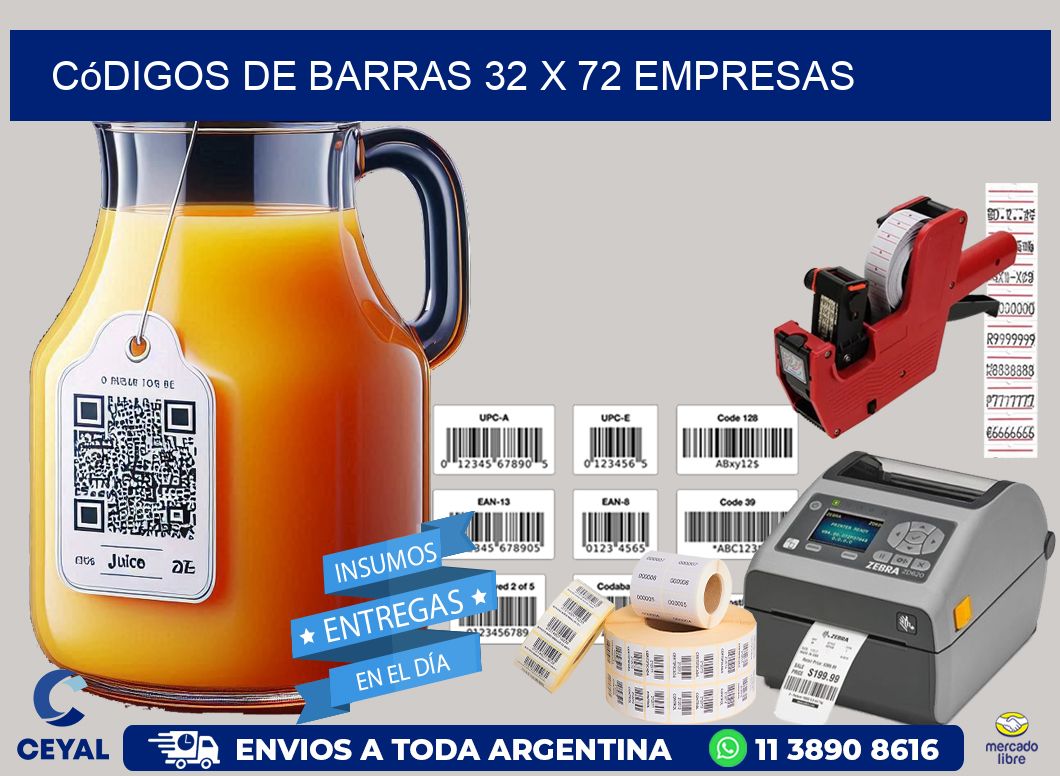 Códigos de Barras 32 x 72 empresas