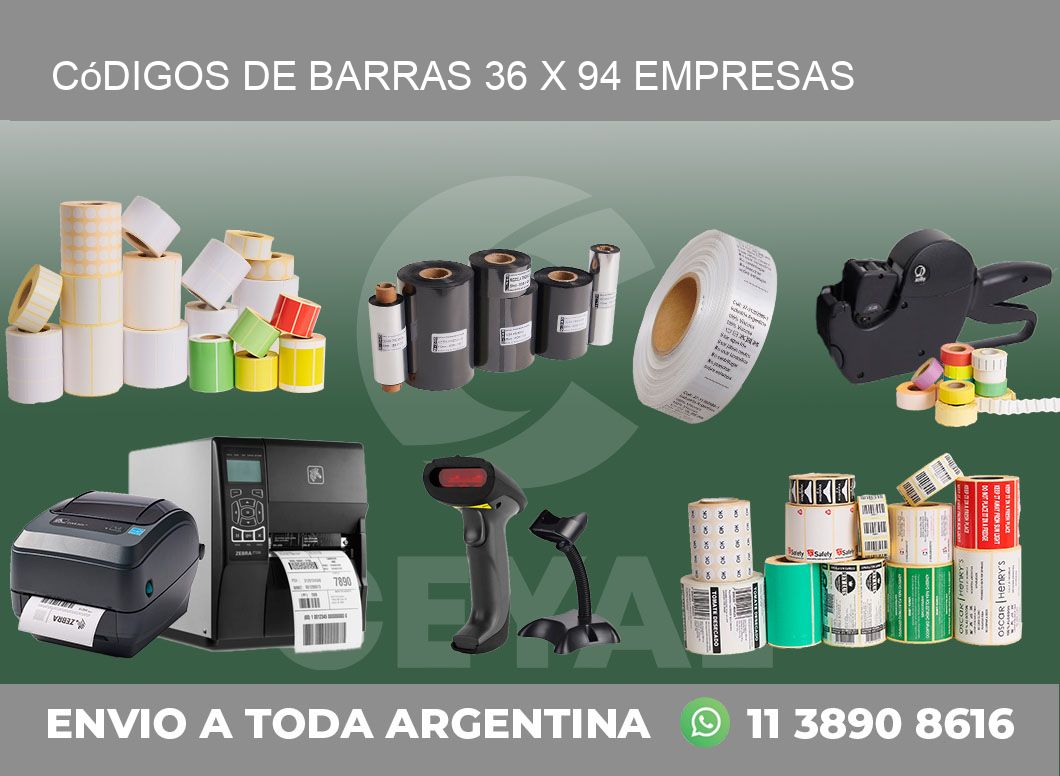 Códigos de Barras 36 x 94 empresas