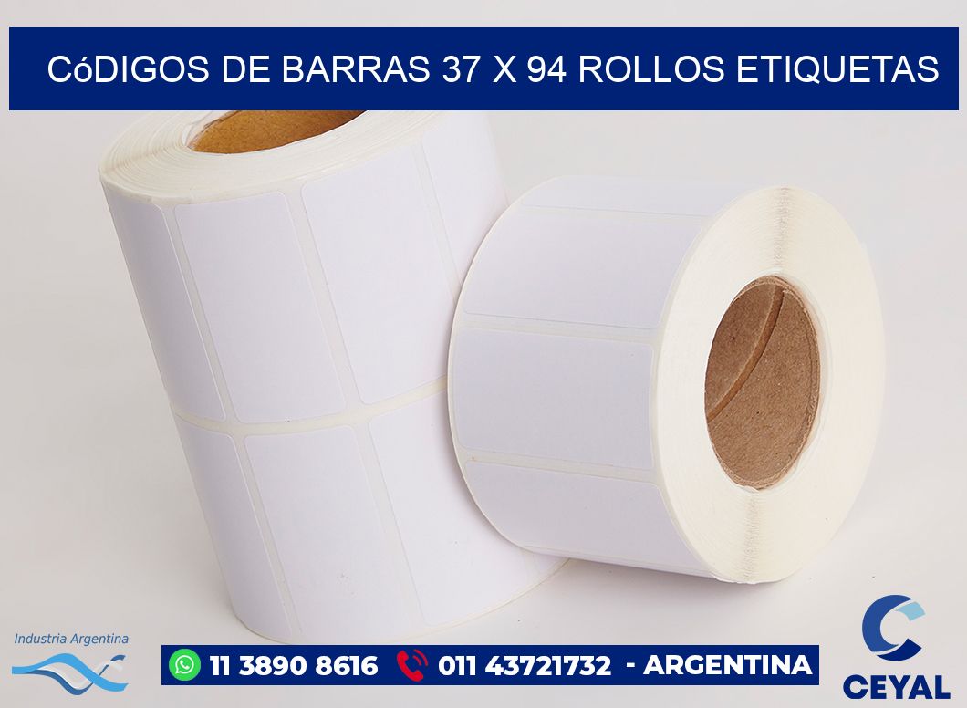 Códigos de Barras 37 x 94 ROLLOS ETIQUETAS