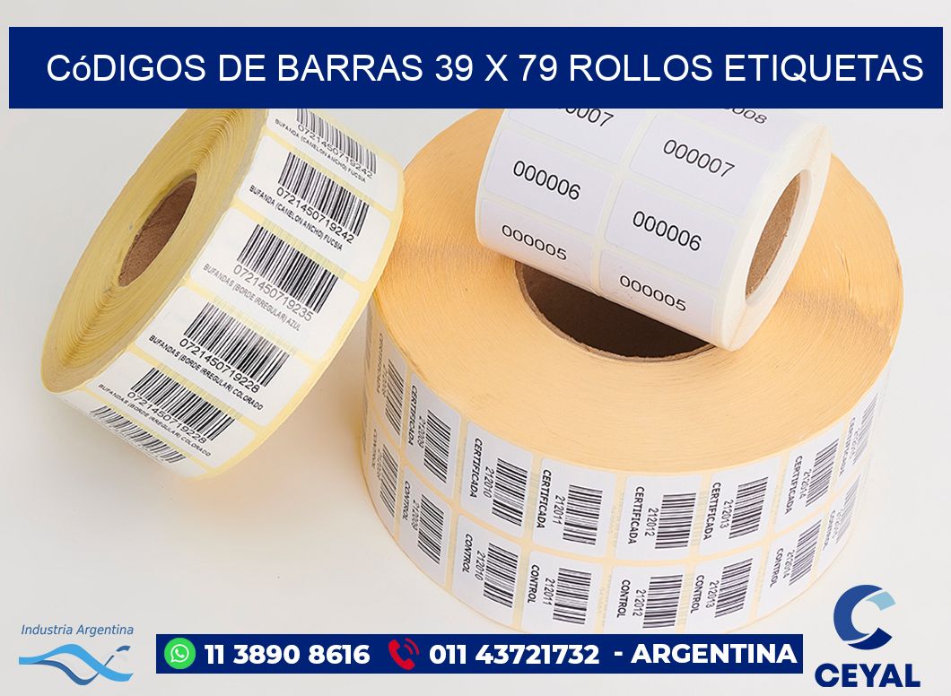 Códigos de Barras 39 x 79 ROLLOS ETIQUETAS