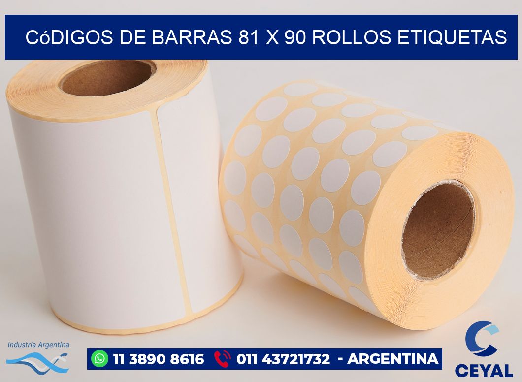 Códigos de Barras 81 x 90 ROLLOS ETIQUETAS