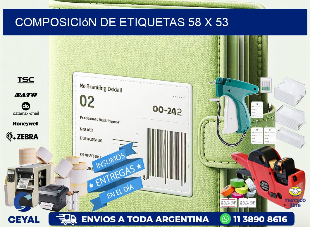 Composición de etiquetas 58 x 53