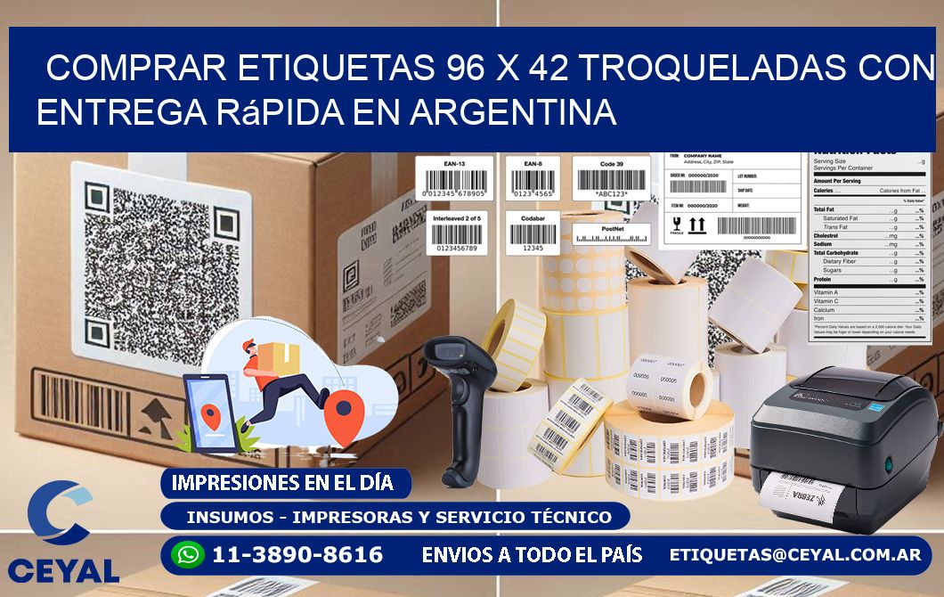 Comprar etiquetas 96 x 42 troqueladas con entrega rápida en Argentina