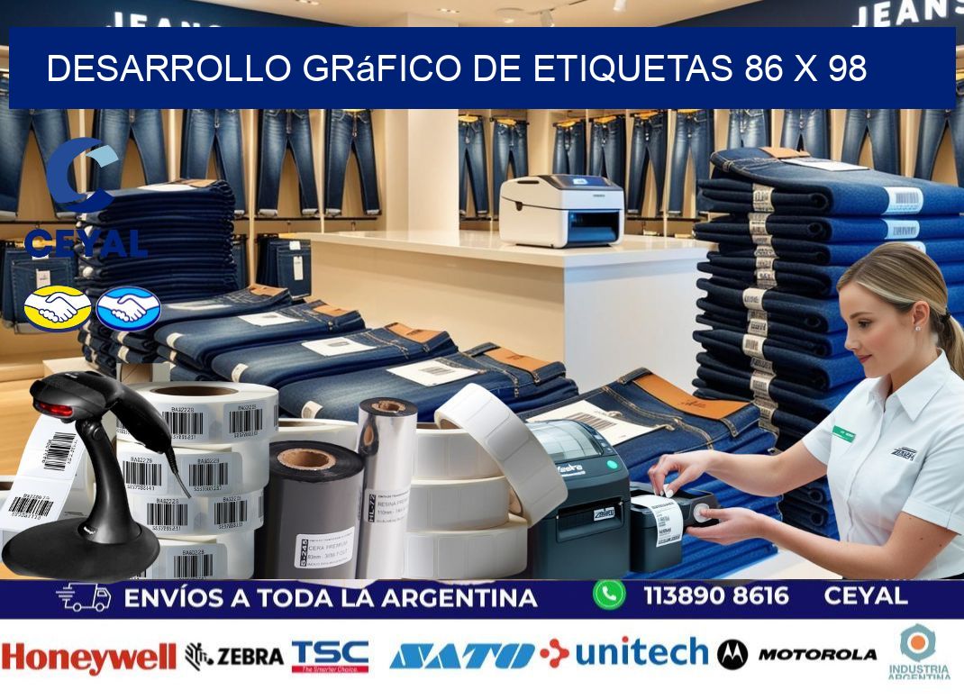 Desarrollo gráfico de etiquetas 86 x 98