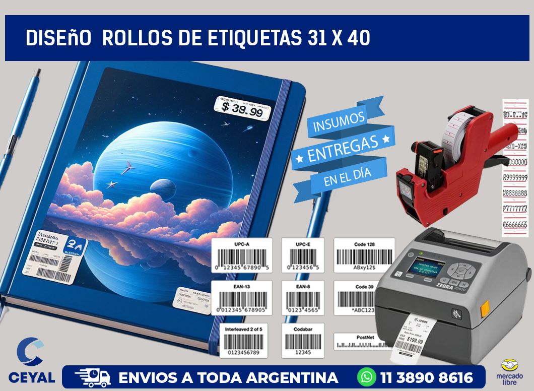 Diseño  ROLLOS DE ETIQUETAS 31 x 40