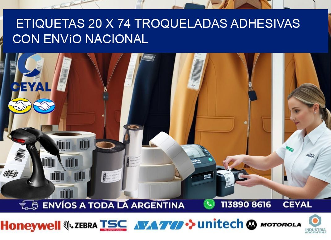 Etiquetas 20 x 74 troqueladas adhesivas con envío nacional