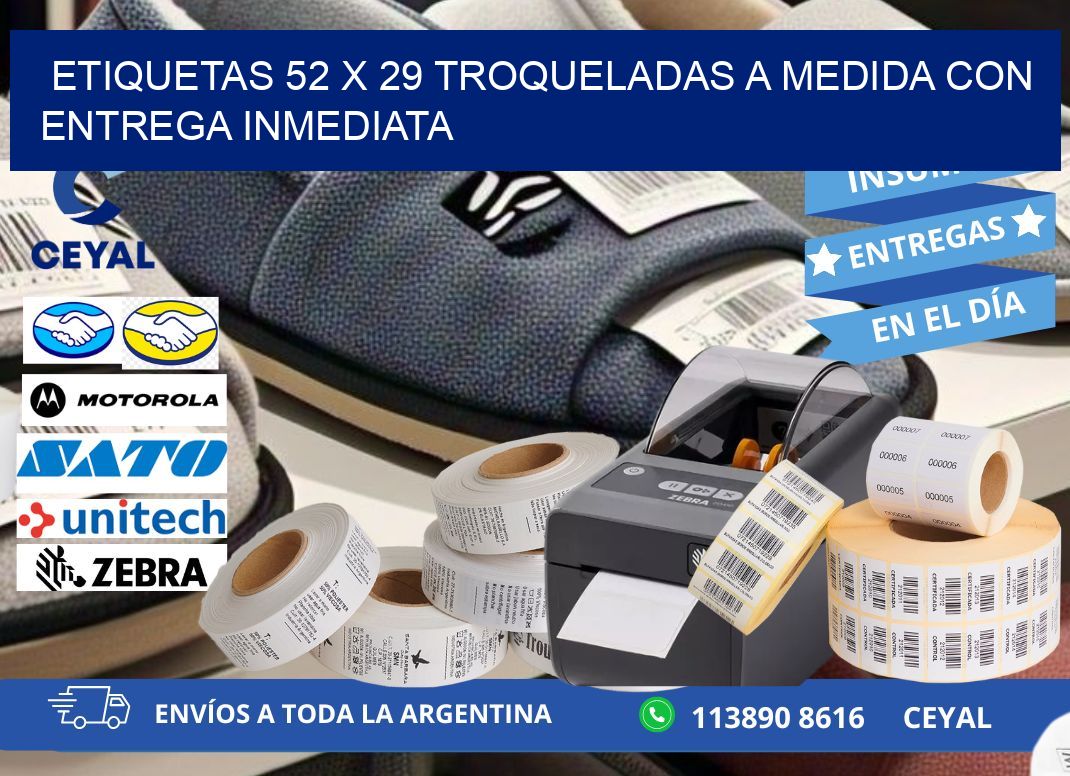 Etiquetas 52 x 29 troqueladas a medida con entrega inmediata