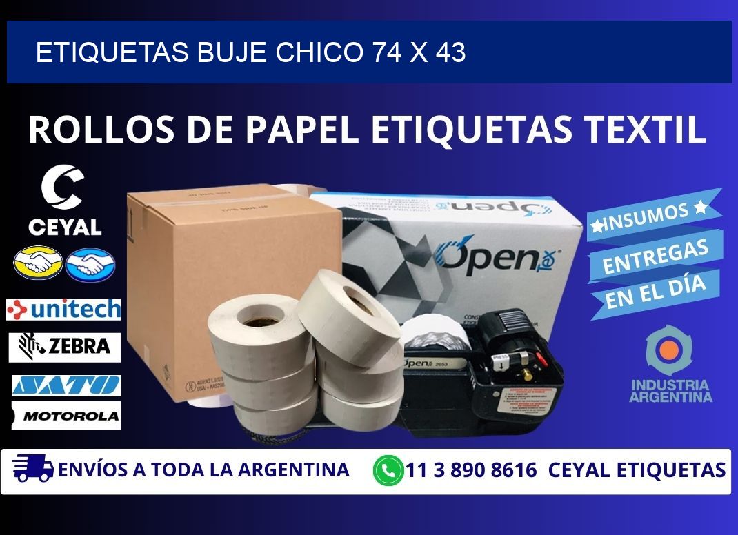 Etiquetas buje chico 74 x 43