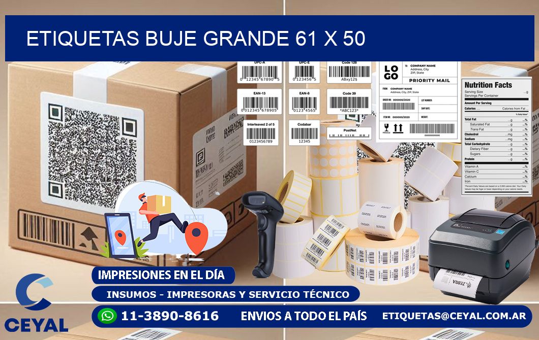 Etiquetas buje grande 61 x 50