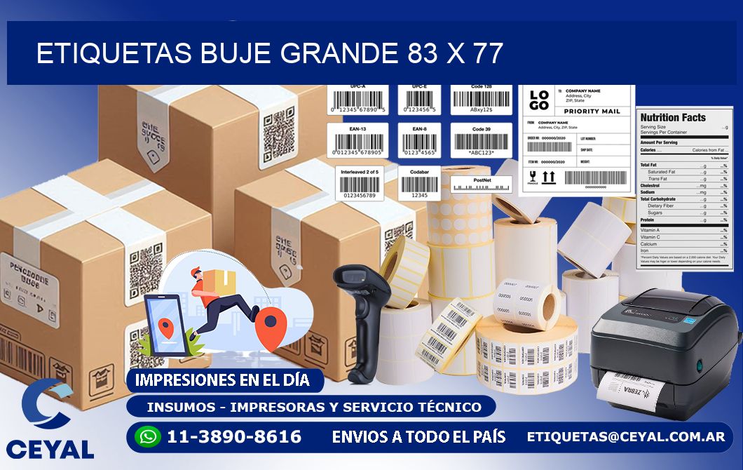 Etiquetas buje grande 83 x 77