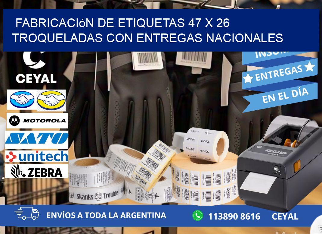 Fabricación de etiquetas 47 x 26 troqueladas con entregas nacionales
