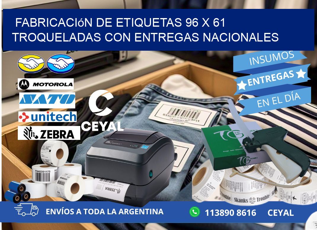 Fabricación de etiquetas 96 x 61 troqueladas con entregas nacionales