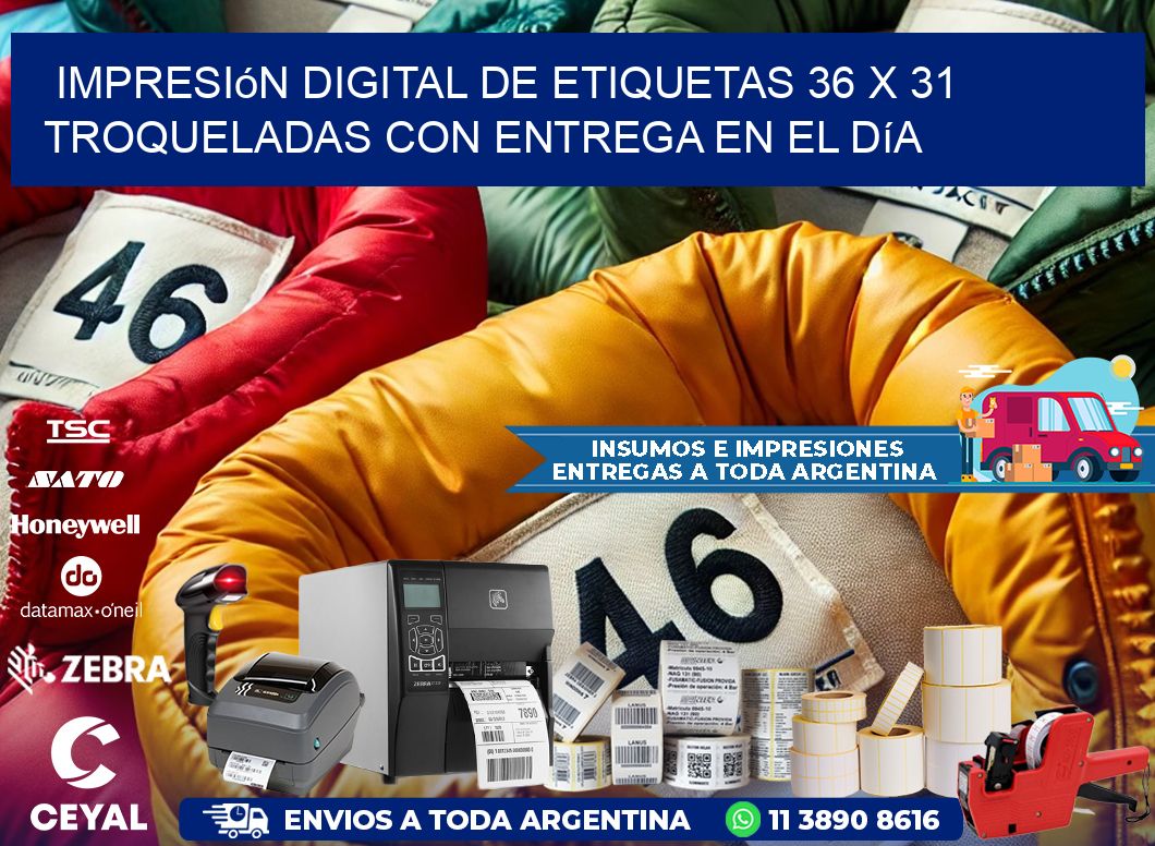 Impresión digital de etiquetas 36 x 31 troqueladas con entrega en el día