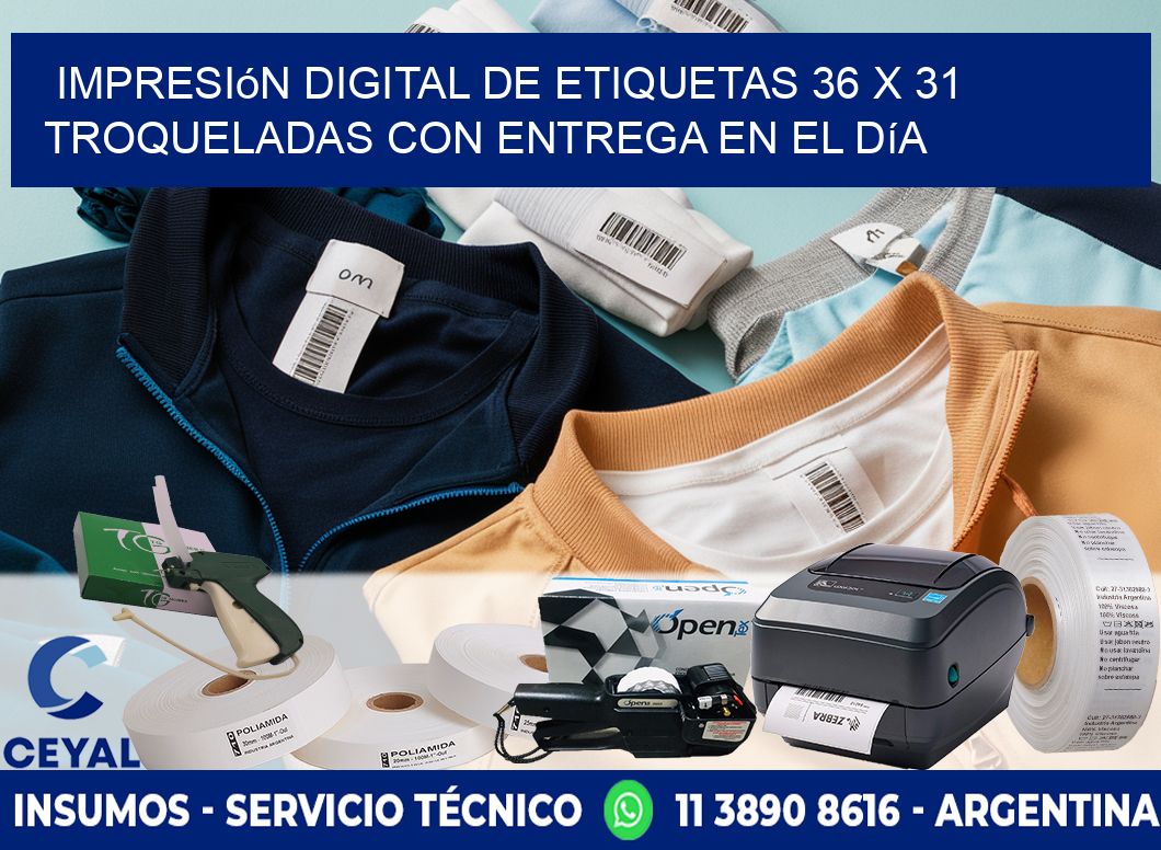 Impresión digital de etiquetas 36 x 31 troqueladas con entrega en el día