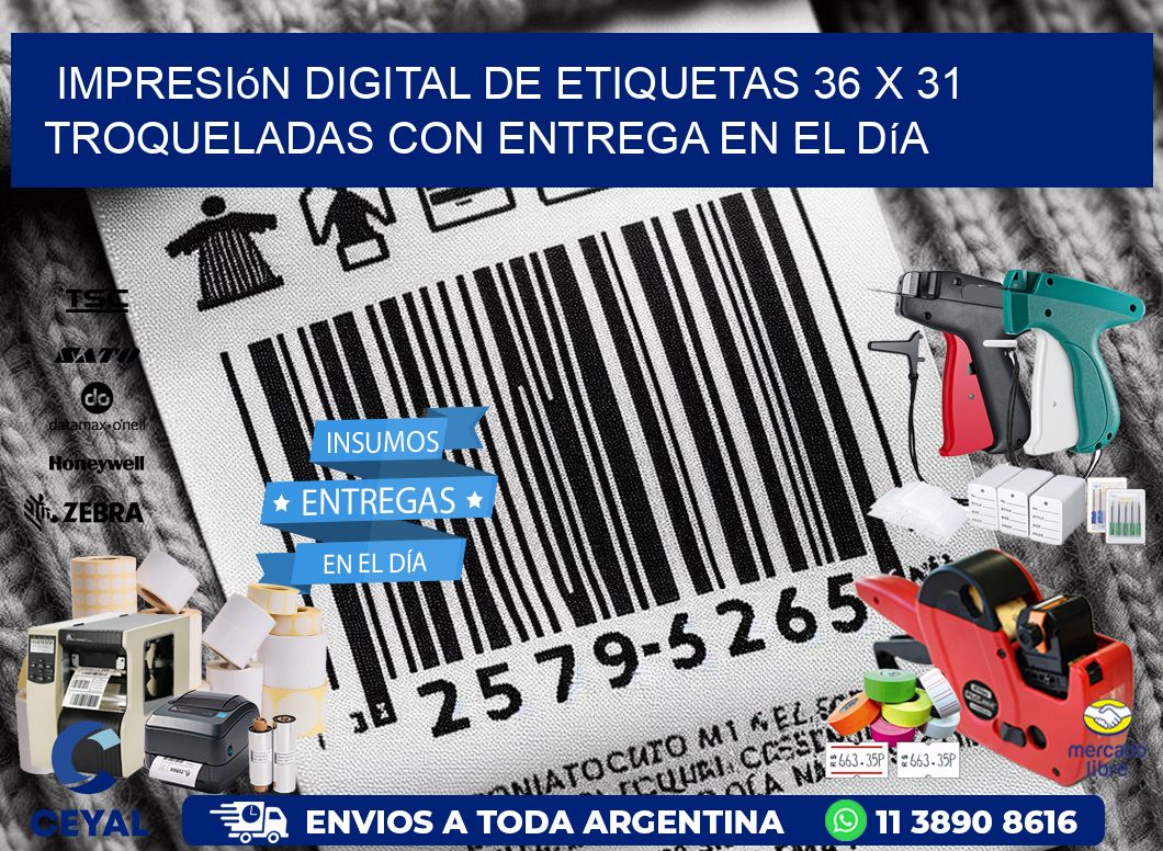 Impresión digital de etiquetas 36 x 31 troqueladas con entrega en el día