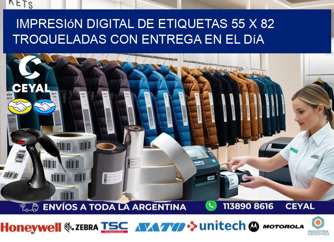 Impresión digital de etiquetas 55 x 82 troqueladas con entrega en el día