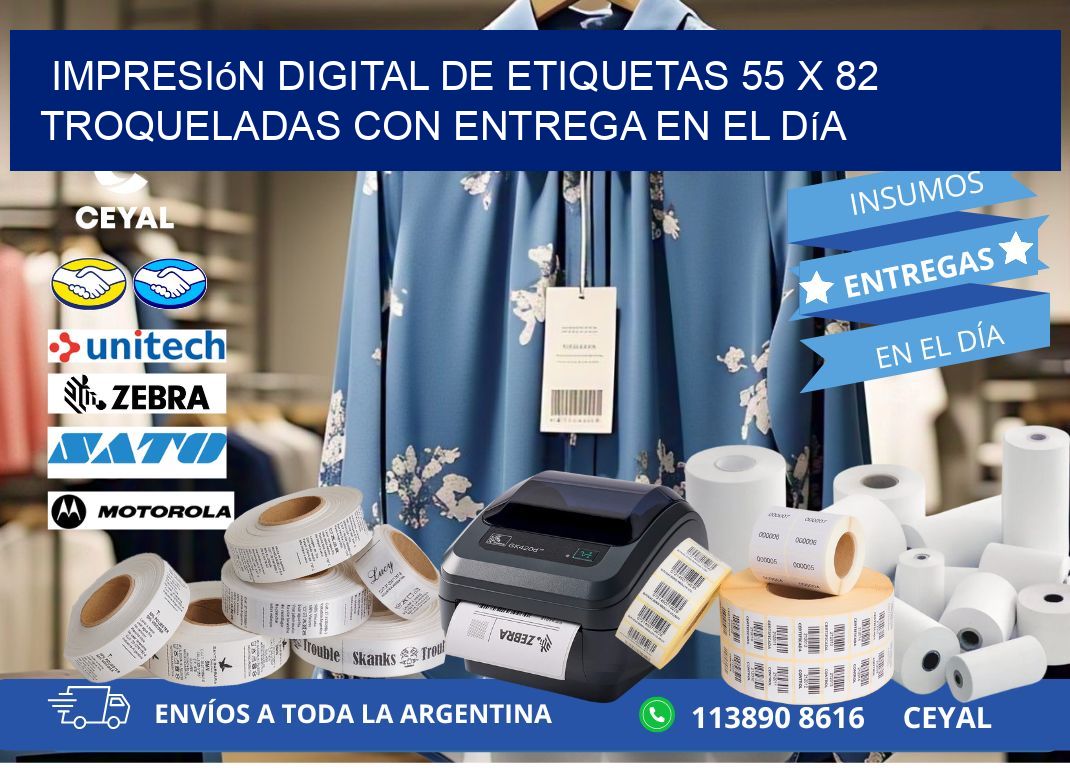 Impresión digital de etiquetas 55 x 82 troqueladas con entrega en el día