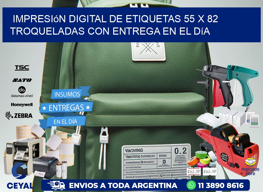 Impresión digital de etiquetas 55 x 82 troqueladas con entrega en el día