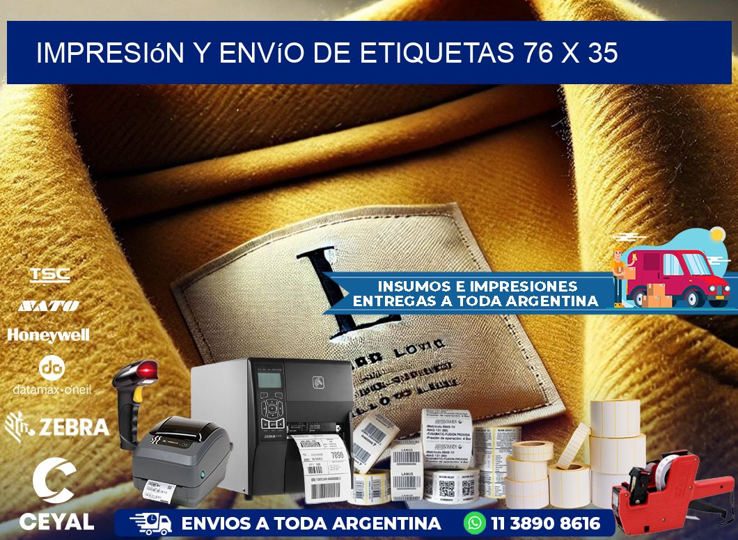 Impresión y envío de etiquetas 76 x 35